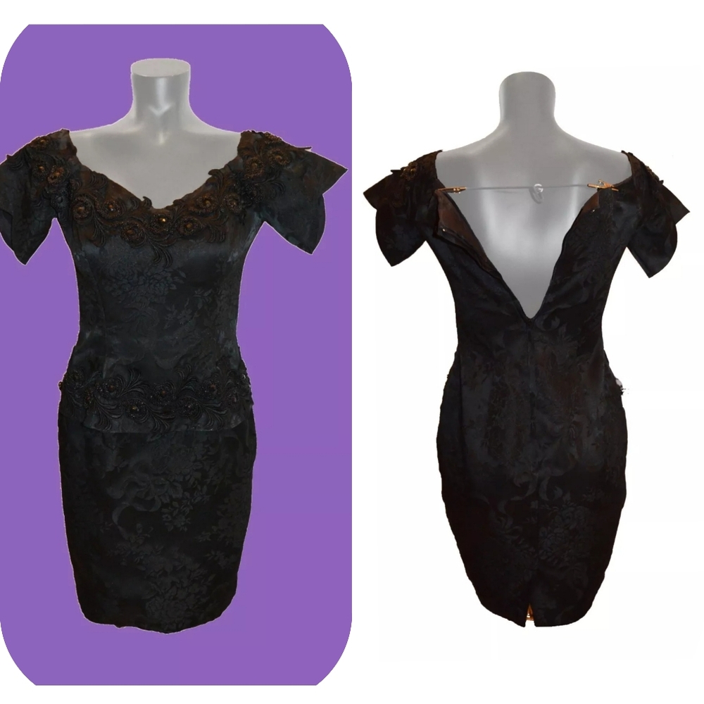 Scott McClintock Vintage 80s Black Short Formal Party Prom Dress Size 6